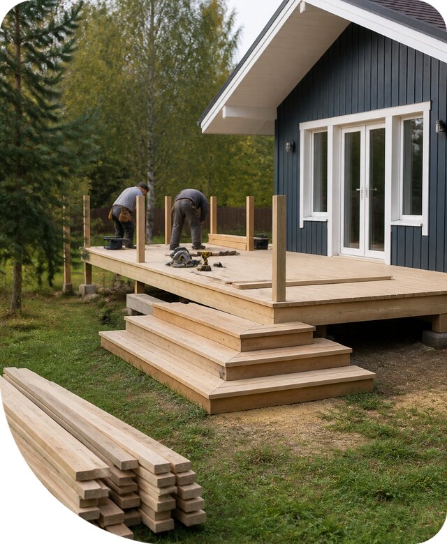 Проектирование и монтаж террасы для дачи в Новоалтайске под ключ