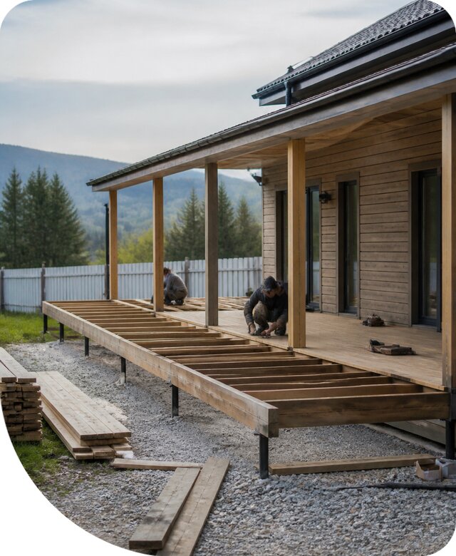 Изготовление и монтаж террасы вокруг дома под ключ в Новоалтайске